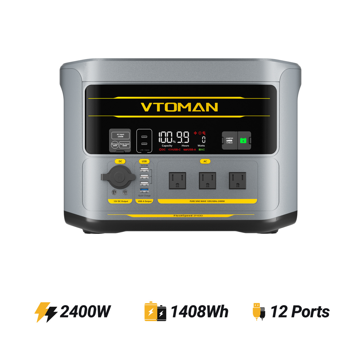 VTOMAN FlashSpeed 2400 Portable Power Station – view 3