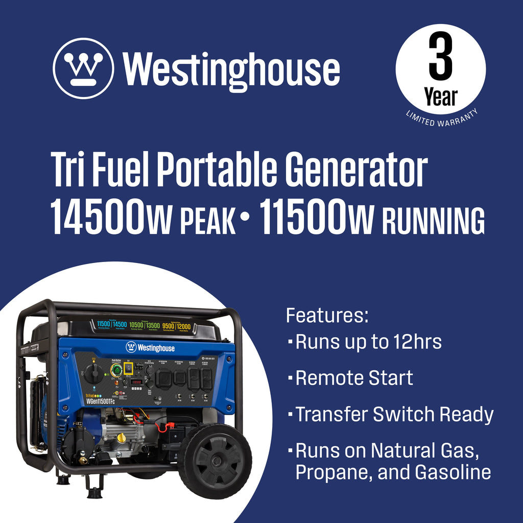 Westinghouse WGen11500TFc Tri-Fuel Portable Generator 11500W – view 2