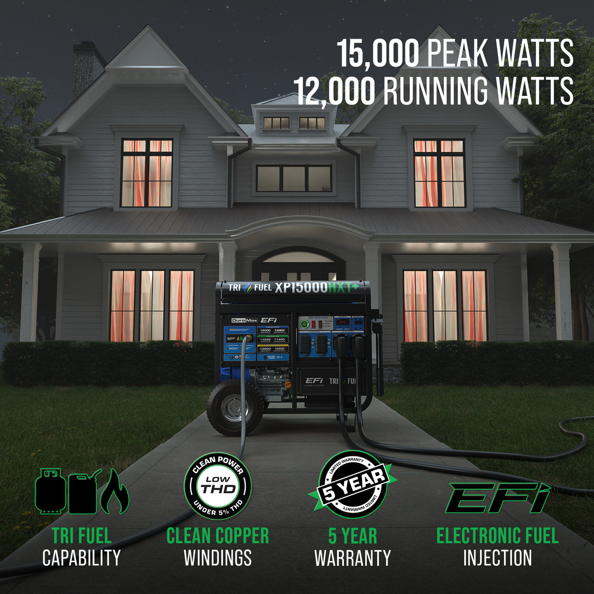 DuroMax XP15000HXT+ Tri-Fuel Portable Generator 15000W – view 2