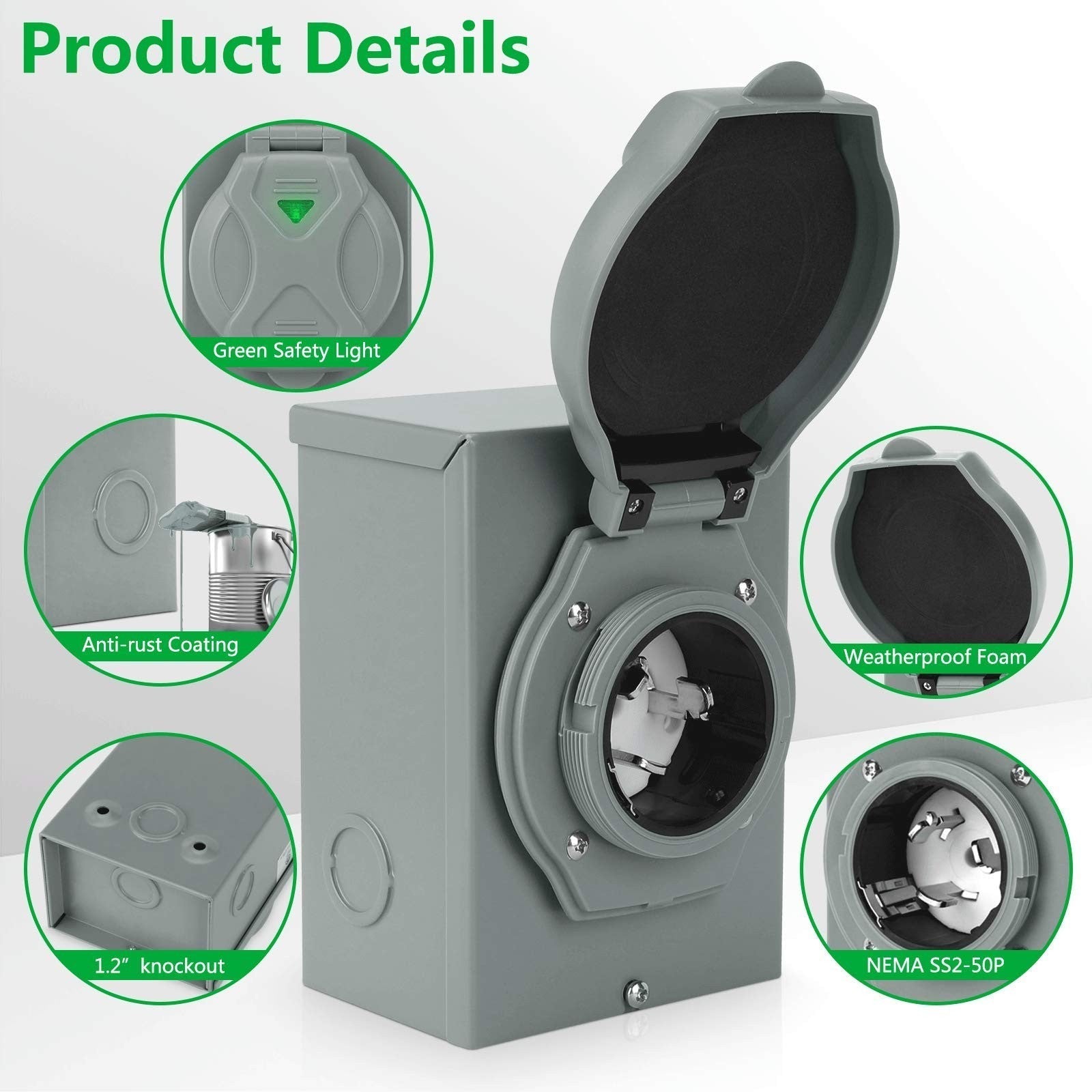 Rundik NEMA SS2-50P 50A Generator Power Inlet Box – view 2